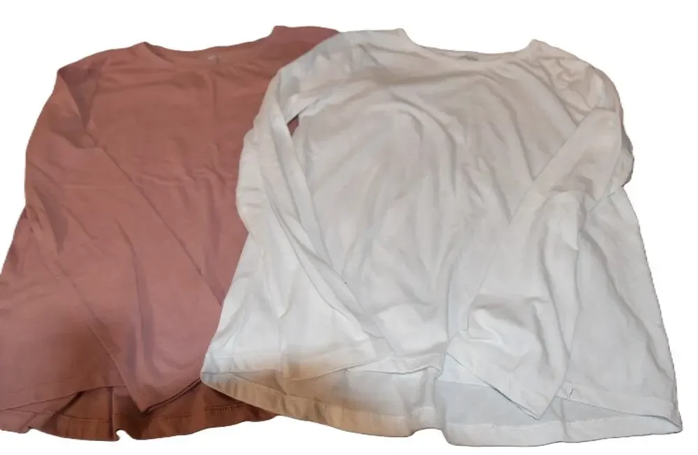 Old Navy Long Sleeve Softest Tees, Lot of 2, Mauve, White, XL 14/16, LN